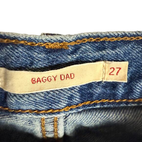 Levi’s Baggy Dad Straight Leg Distressed Denim Blue Jeans Women’s Size 27 - Picture 7 of 11